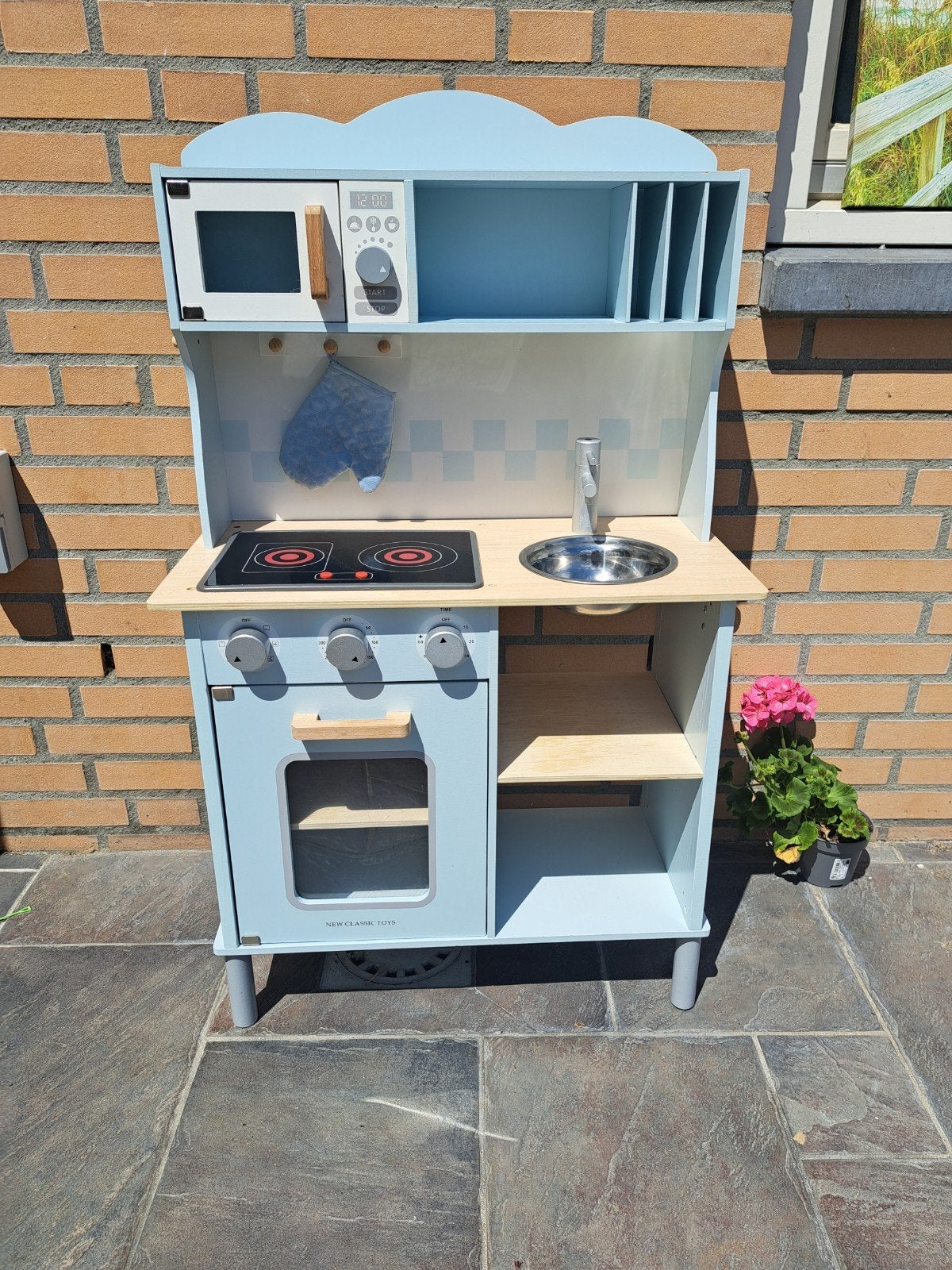 Kinder speelgoed keukentje blauw, Ophalen, Gebruikt
