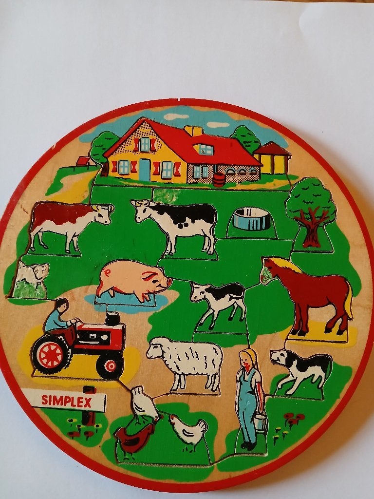 Ronde houten puzzel vintage, Ophalen, 10 tot 50 stukjes, Gebruikt, Van hout