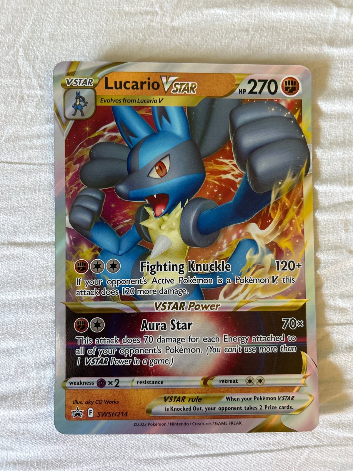 Lucario VSTAR SWSH214 Pokémon Kaart, Ophalen, Zo goed als nieuw, Losse kaart, Foil