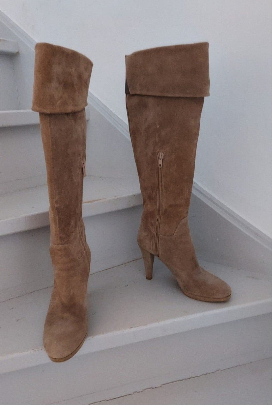 BLACK LABEL SUEDE LAARZEN VAN MANFIELD MAAT 39, Hoge laarzen, Beige, Ophalen of Verzenden, Zo goed als nieuw