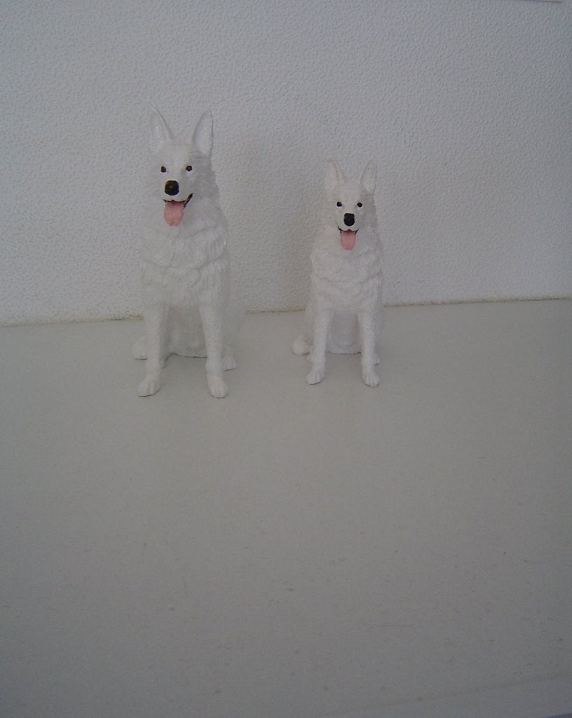 Set van 2 handgeschilderde 3D geprinte Witte Herders, Ophalen of Verzenden, Nieuw, Dier