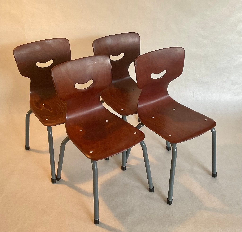 Vintage Pagholz, Adam Stegner15114, Flötotto, kinderstoel 4x, Huis en Inrichting, Stoelen, Ophalen, Gebruikt, Bruin, Eén