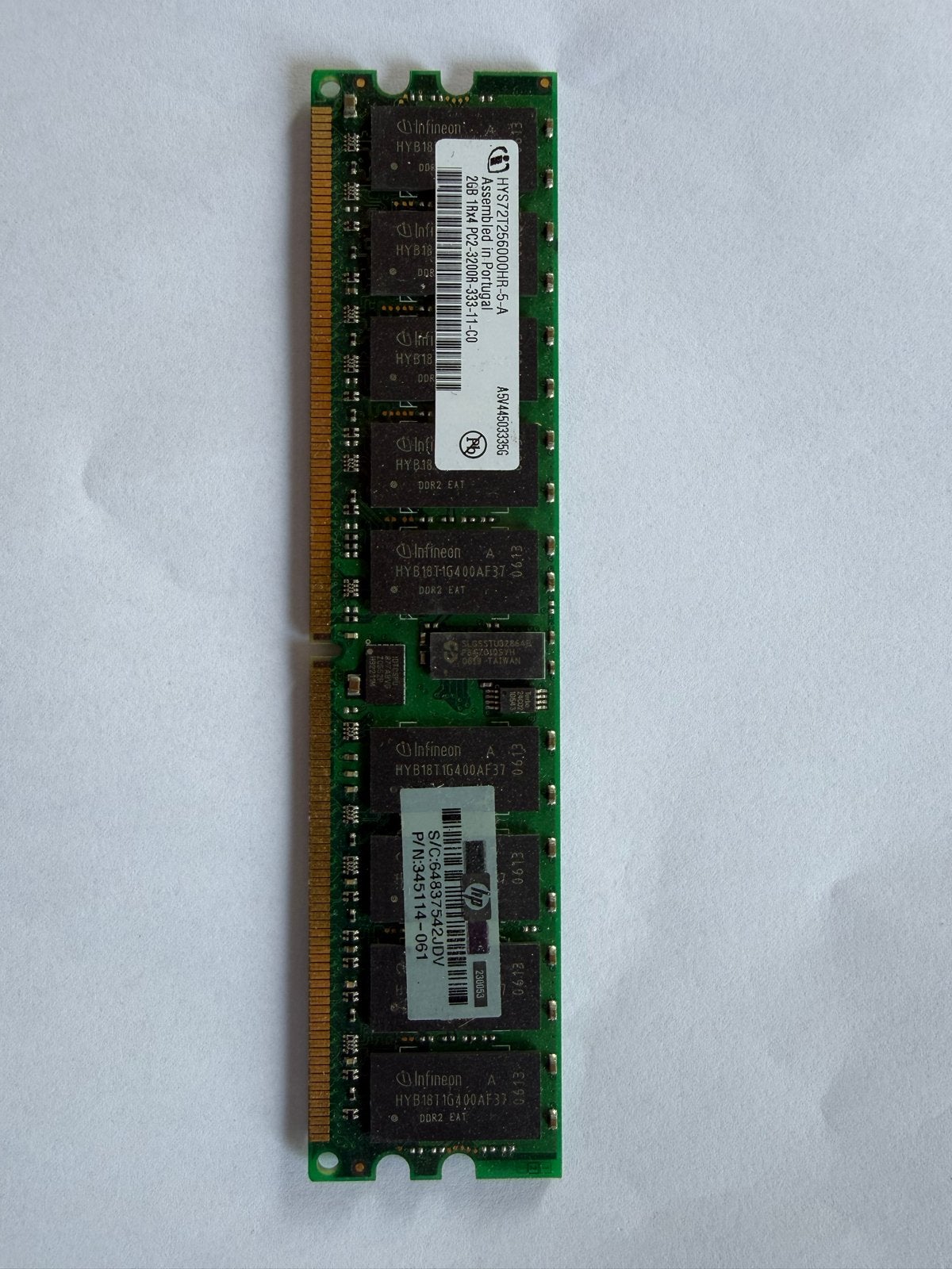 2x Infineon 2GB 1Rx4 3200R DDR2 RAM server Geheugenmodule, Ophalen of Verzenden, Gebruikt, DDR2, Server