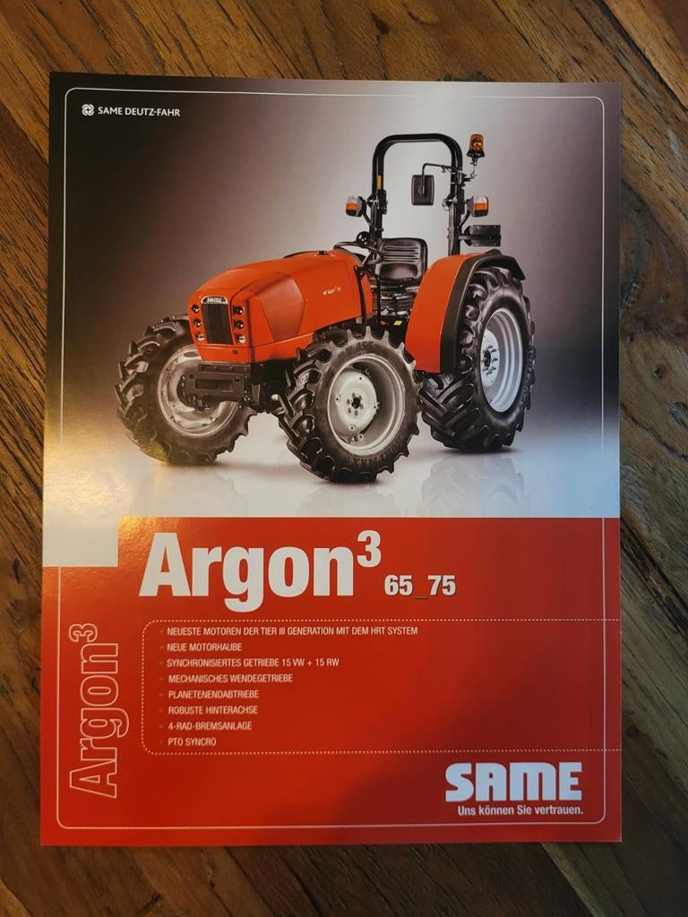 tractor folder Same Argon 65 75, Boeken, Catalogussen en Folders, Ophalen of Verzenden, Zo goed als nieuw, Folder