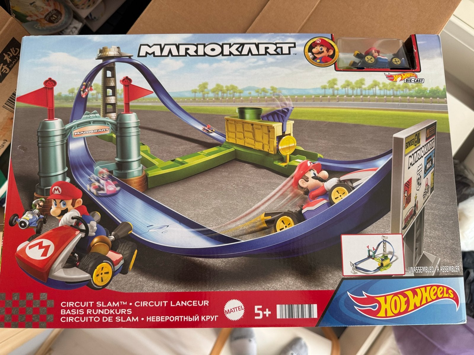 Hot Wheels Mario Kart Circuit Slam Racebaan Nieuw, Racebaan, Nieuw, Ophalen of Verzenden, Met looping