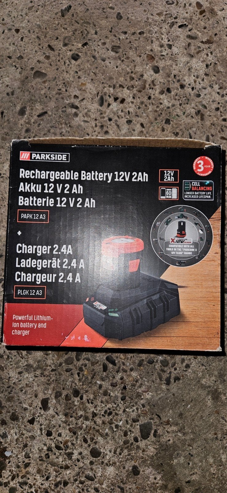 Parkside 12V 2Ah Accu en Oplader Set - Nieuw, Nieuw