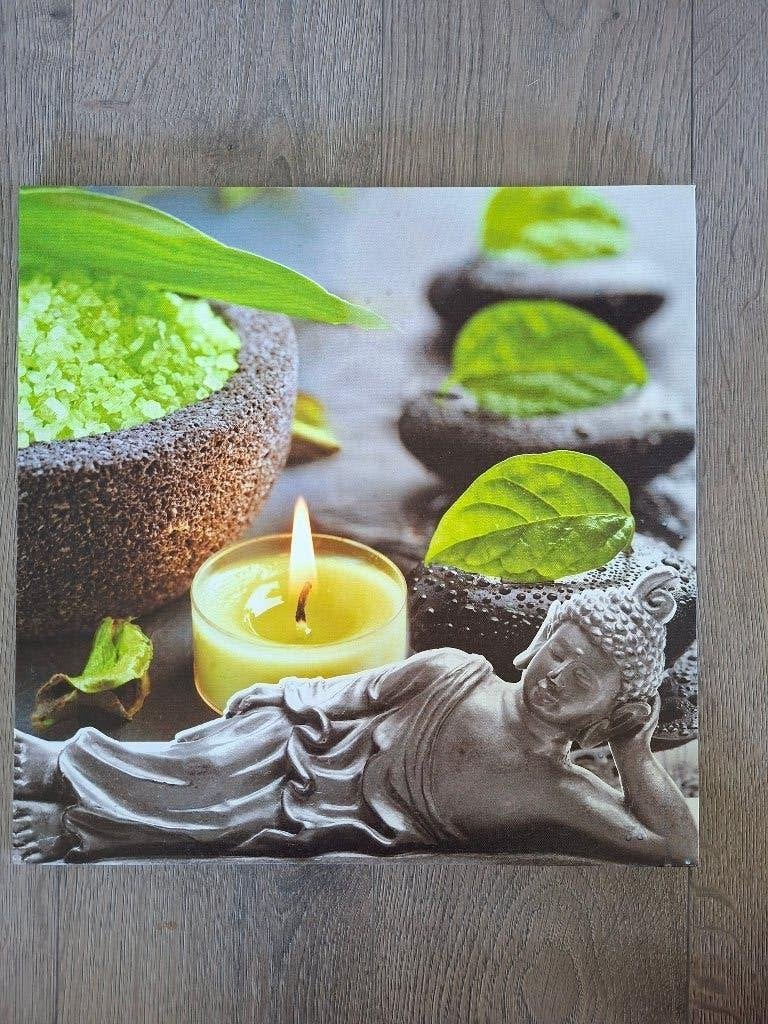 Canvas print Buddah liggend, Huis en Inrichting, Woonaccessoires | Boeddhabeelden, Ophalen, 40 cm, Zo goed als nieuw, Overige materialen