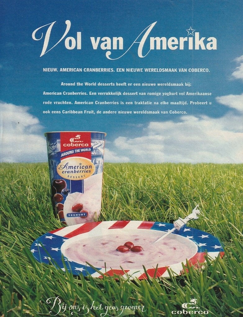 Retro reclame 1999 Coberco zuivel American cranberries, Verzamelen, Verzenden, Overige typen