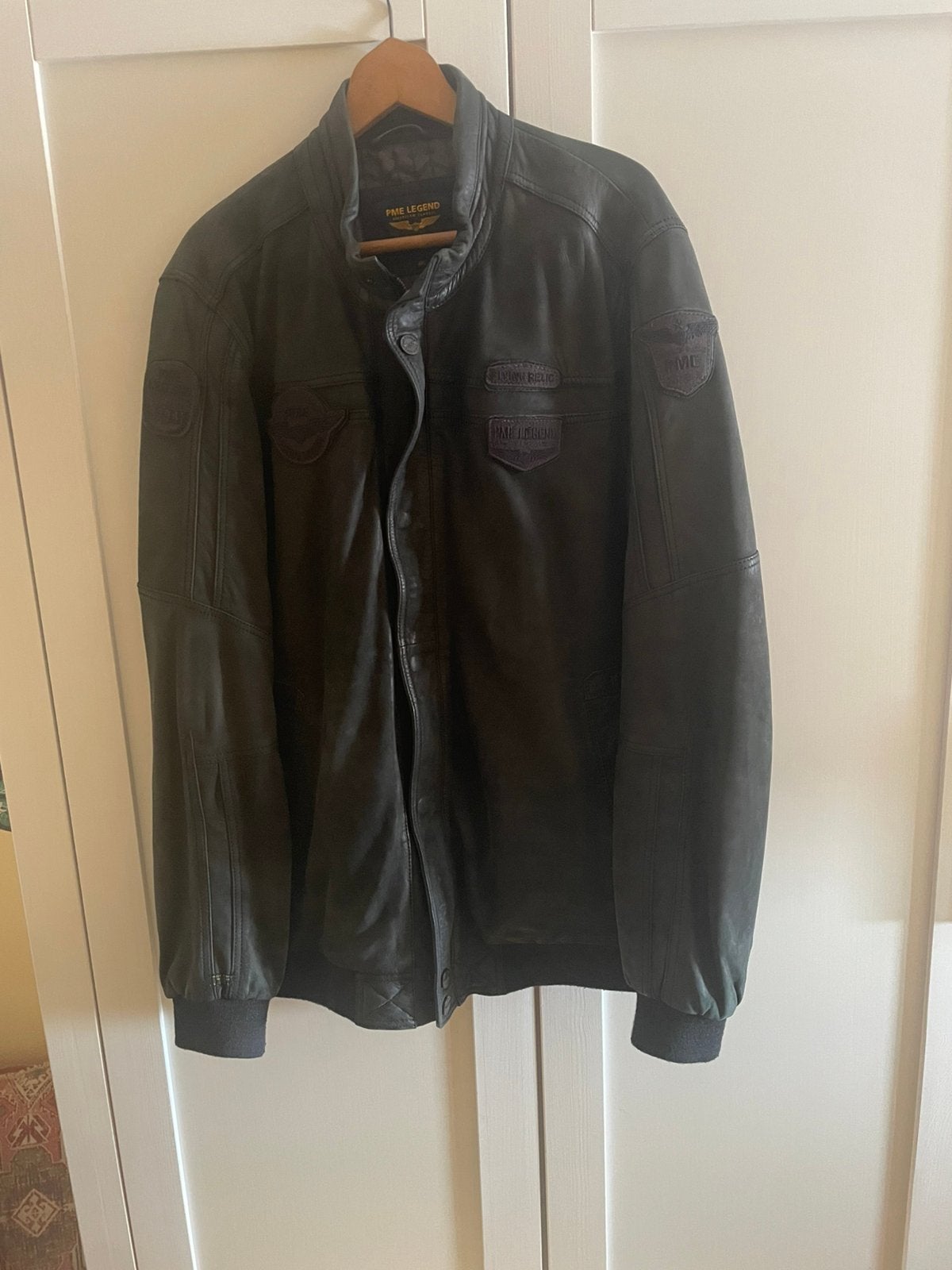 Leren Bomber Jack, Ophalen, Gedragen, Zwart