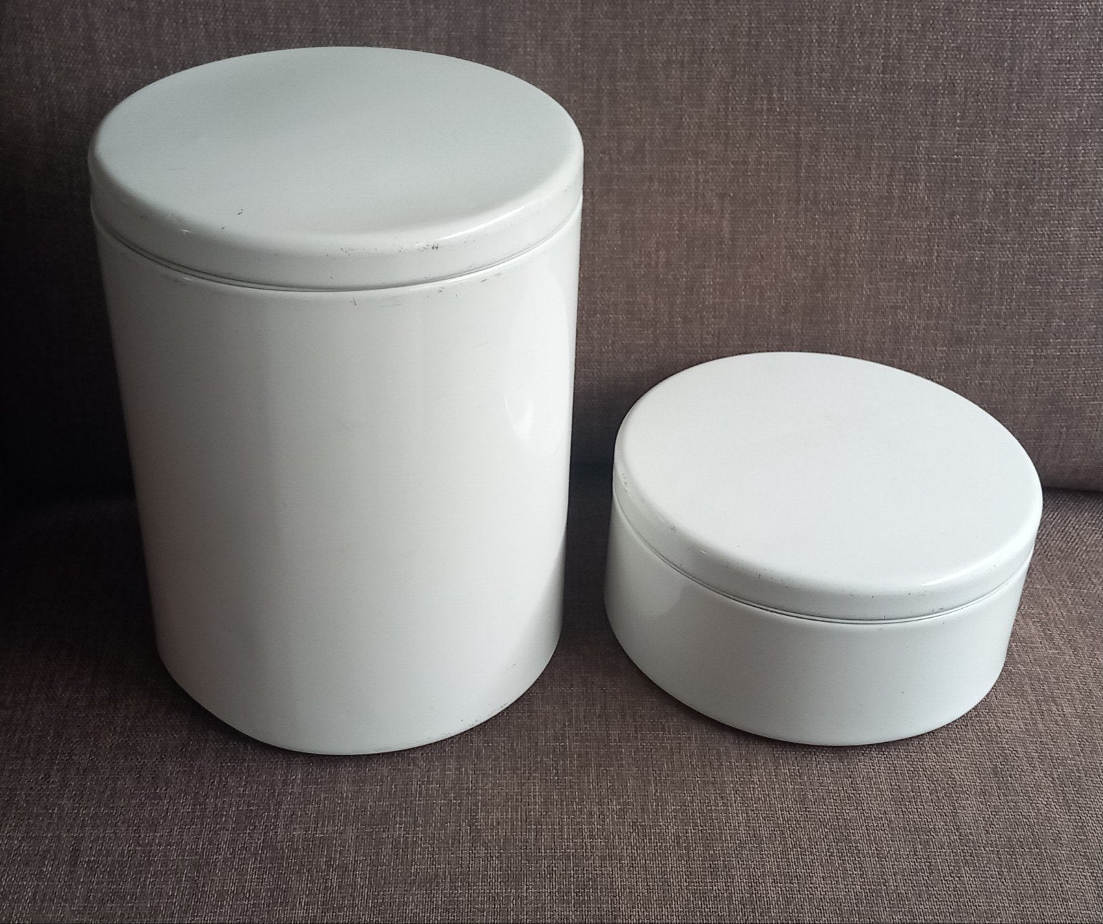 Brabantia voorraadpotten, voorraad blikken wit, set van 2, Gebruikt, Ophalen of Verzenden, Voorraadpot, Metaal