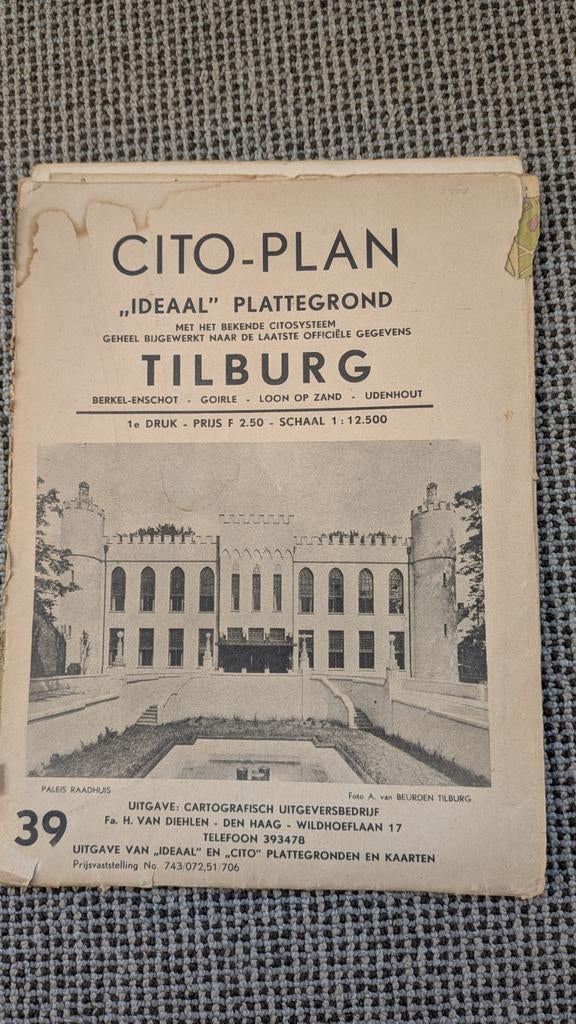 Plattegrond Tilburg 1949, Ophalen of Verzenden, Gelezen, Architecten