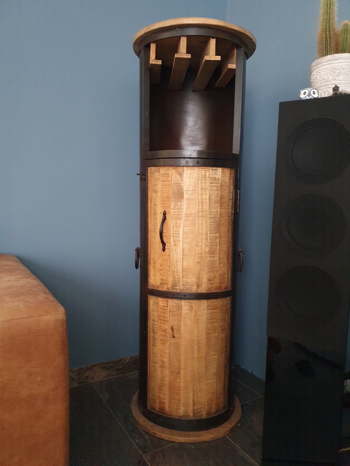Wijnkast / Wijnrek hout, industriële uitstraling, Ophalen, Zo goed als nieuw, Hout