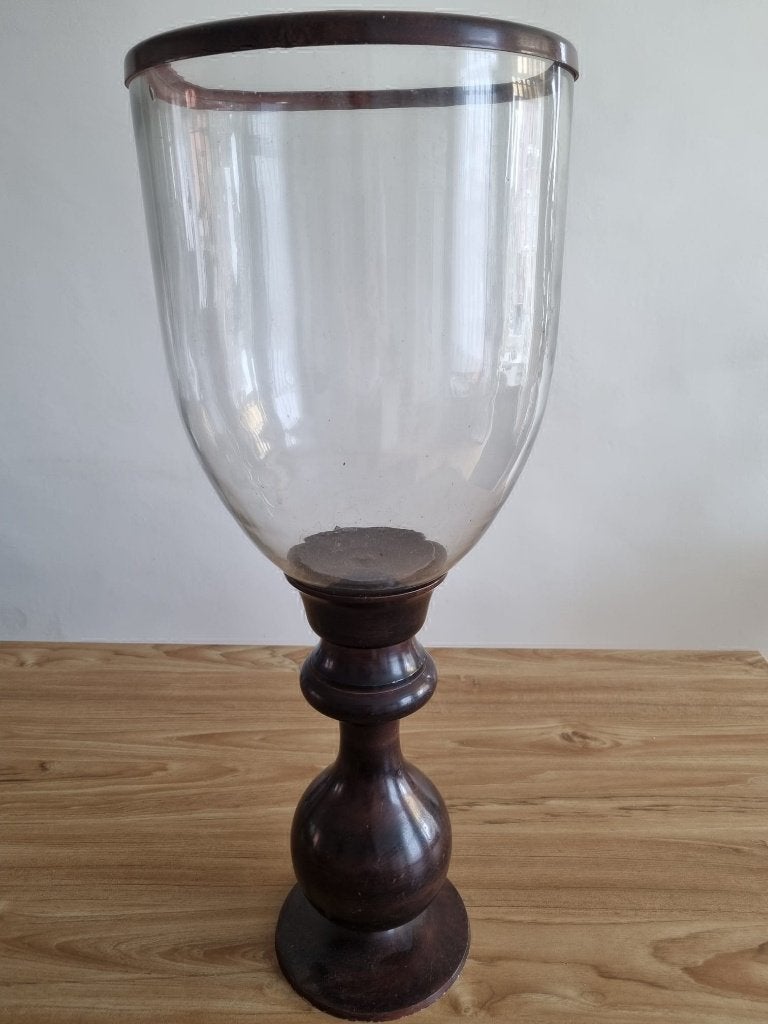 kaarslantaarn/hurricane lamp, Ophalen, Windlicht, Bruin, Glas