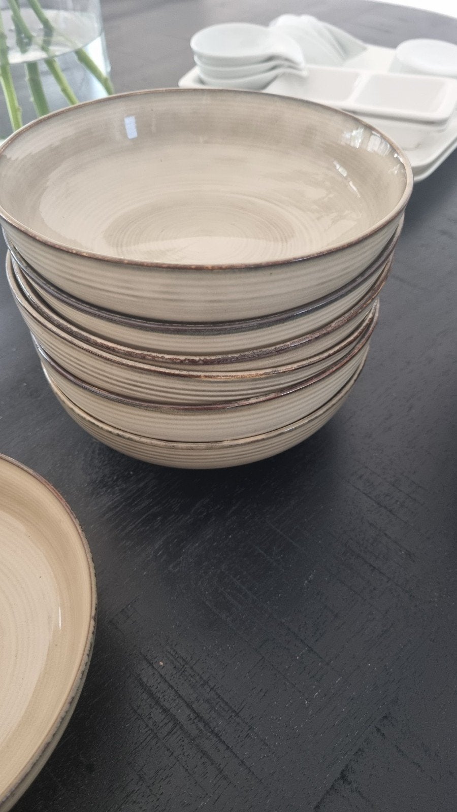 Set van 7 beige borden, zo goed als nieuw, Ophalen, Keramiek, Zo goed als nieuw, Bord(en)
