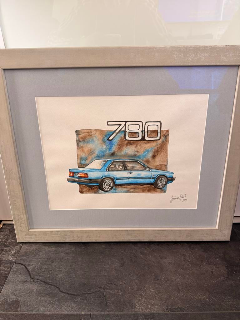 Unieke originele aquarel Volvo 780 door Joachim Schill, Ophalen, Zo goed als nieuw