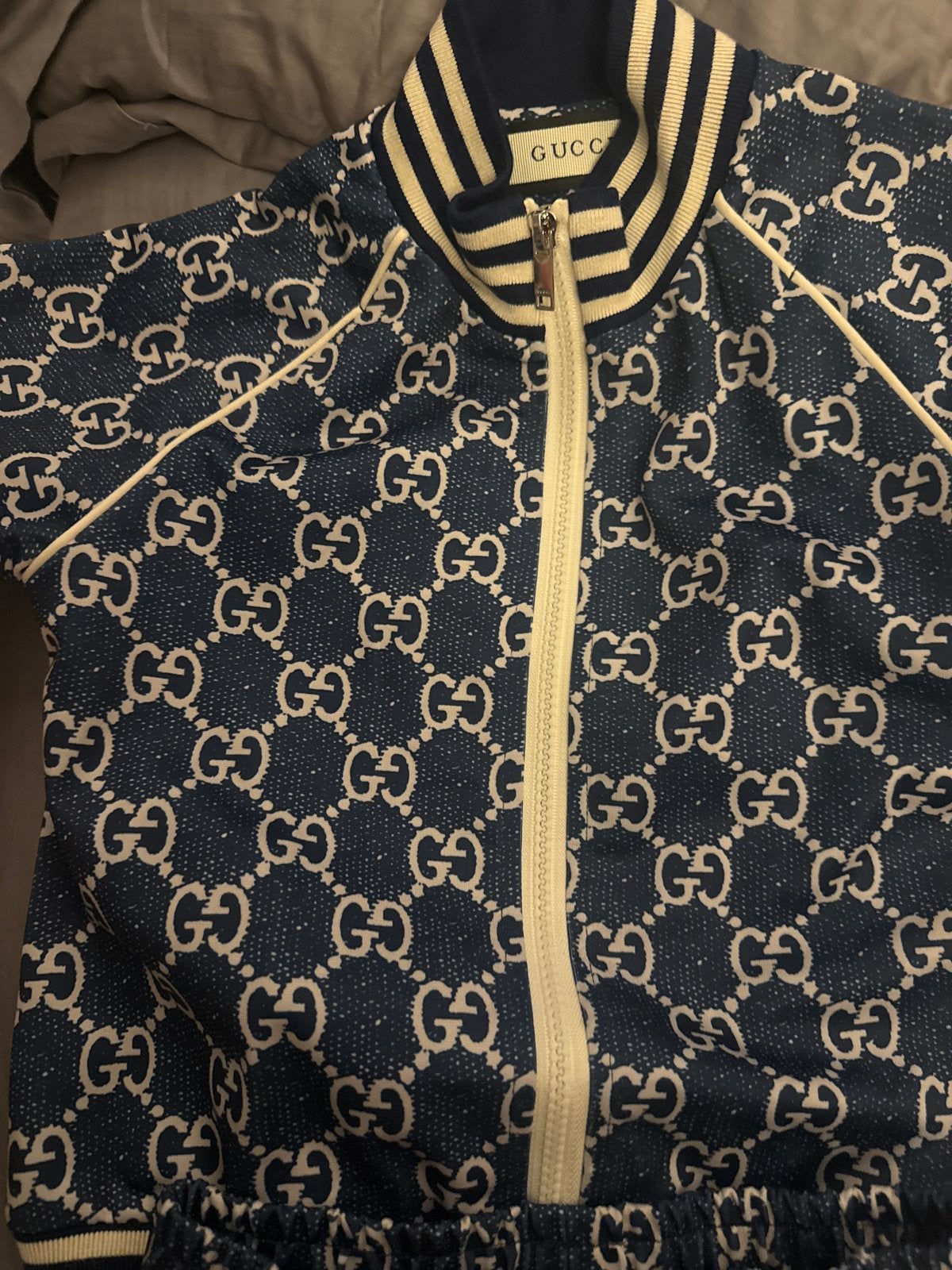 Gucci trainingspak voor kinderen - Blauw met GG-patroon, Ophalen, Zo goed als nieuw, Jongen of Meisje