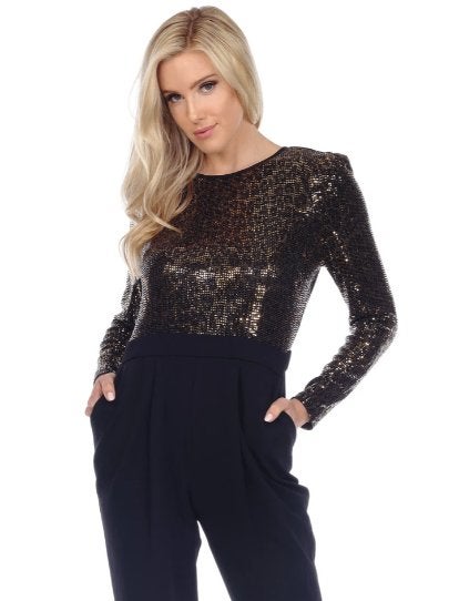 Joseph Ribkoff elegante zwart/glitter chique jumpsuit 38/40, Maat 38/40 (M), Meerkleurig, ., Joseph Ribkoff