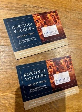 Voucher Zwaluwhoeve Dagentree, Tickets en Kaartjes, Twee personen, Kortingsbon, Spa of Sauna