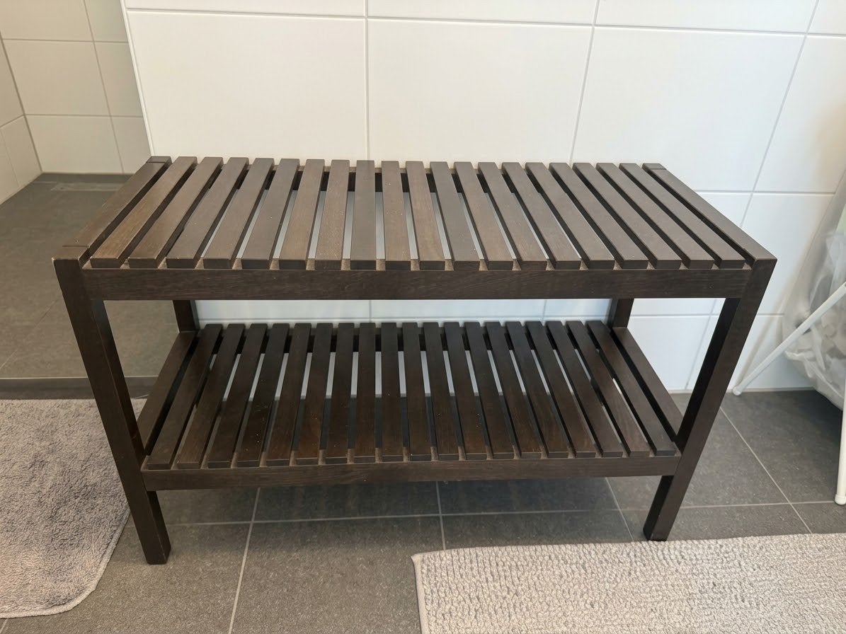 Houten Bank / Wooden Shoe Rack Dark Brown 79x37x50, Ophalen, Zo goed als nieuw