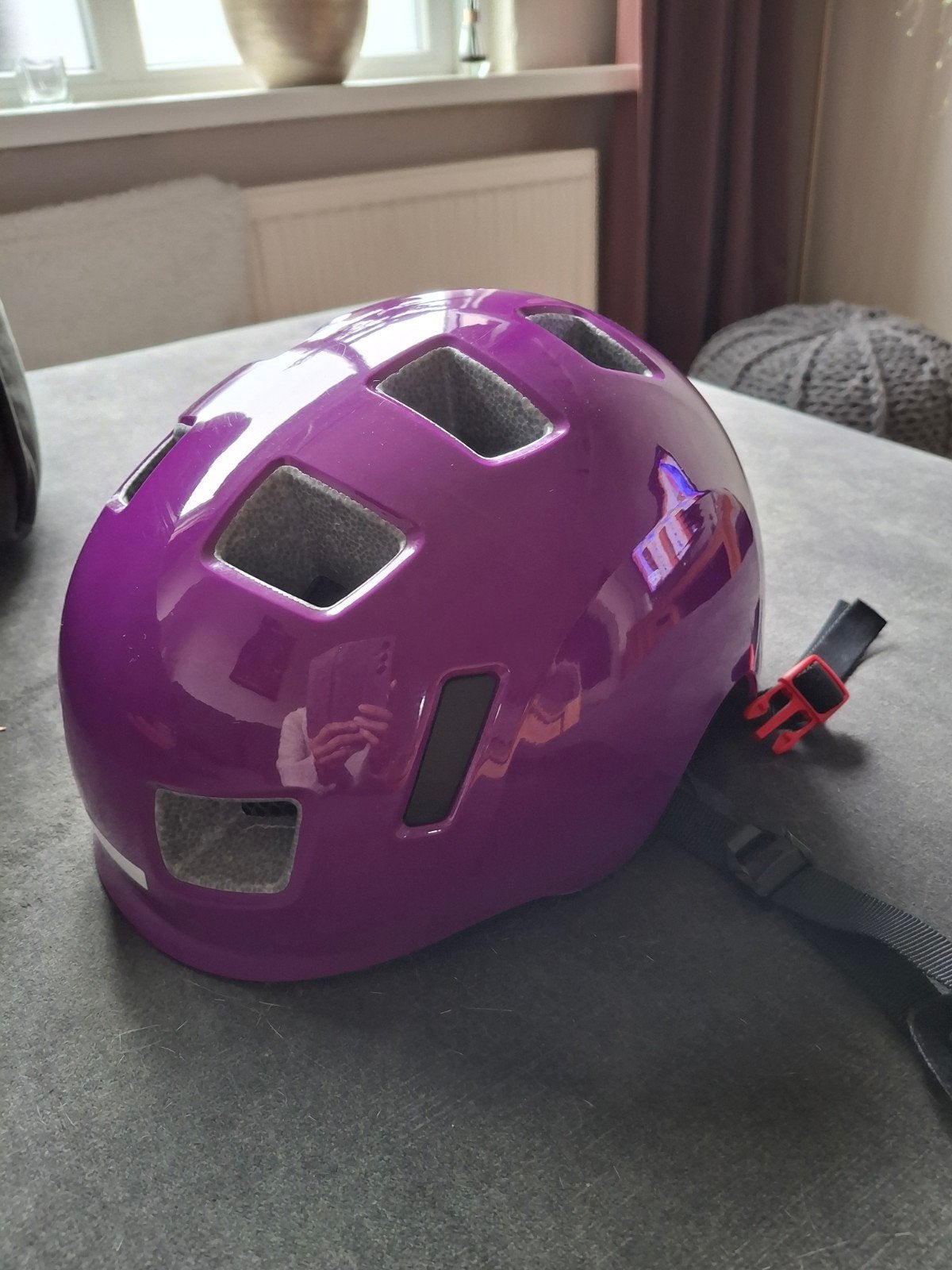 Paarse fietshelm S/M (51-56 cm) - Gebruikt, Ophalen of Verzenden, Gebruikt, S, Jongen of Meisje
