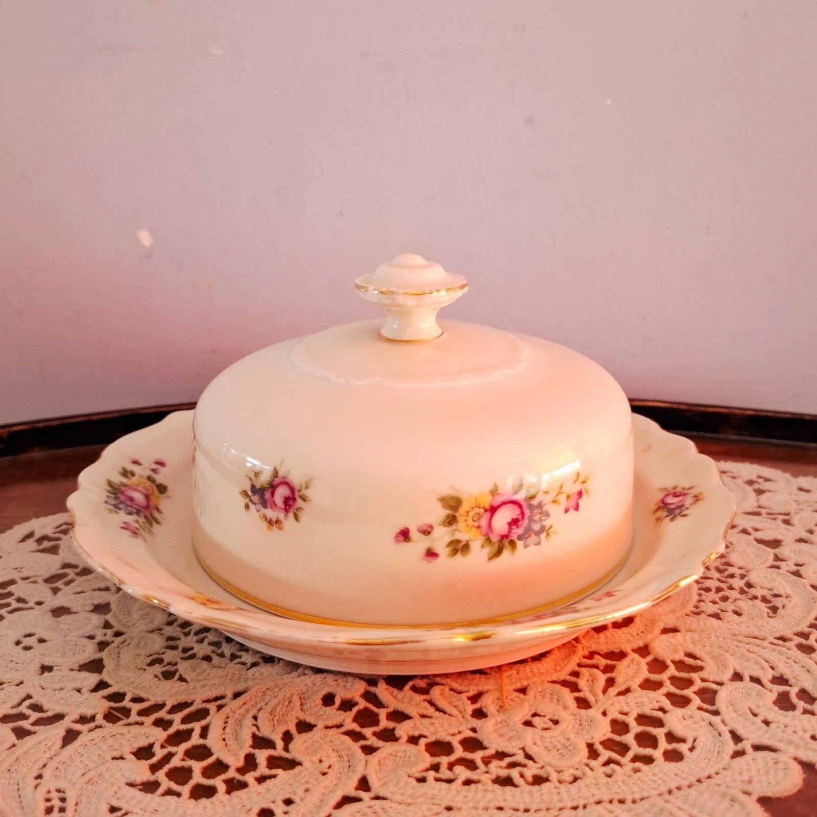Epiag, vintage botervloot met bloemmotief, Ophalen of Verzenden