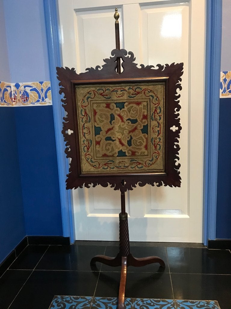 Antiek haardscherm polescreen 19e eeuw., Ophalen
