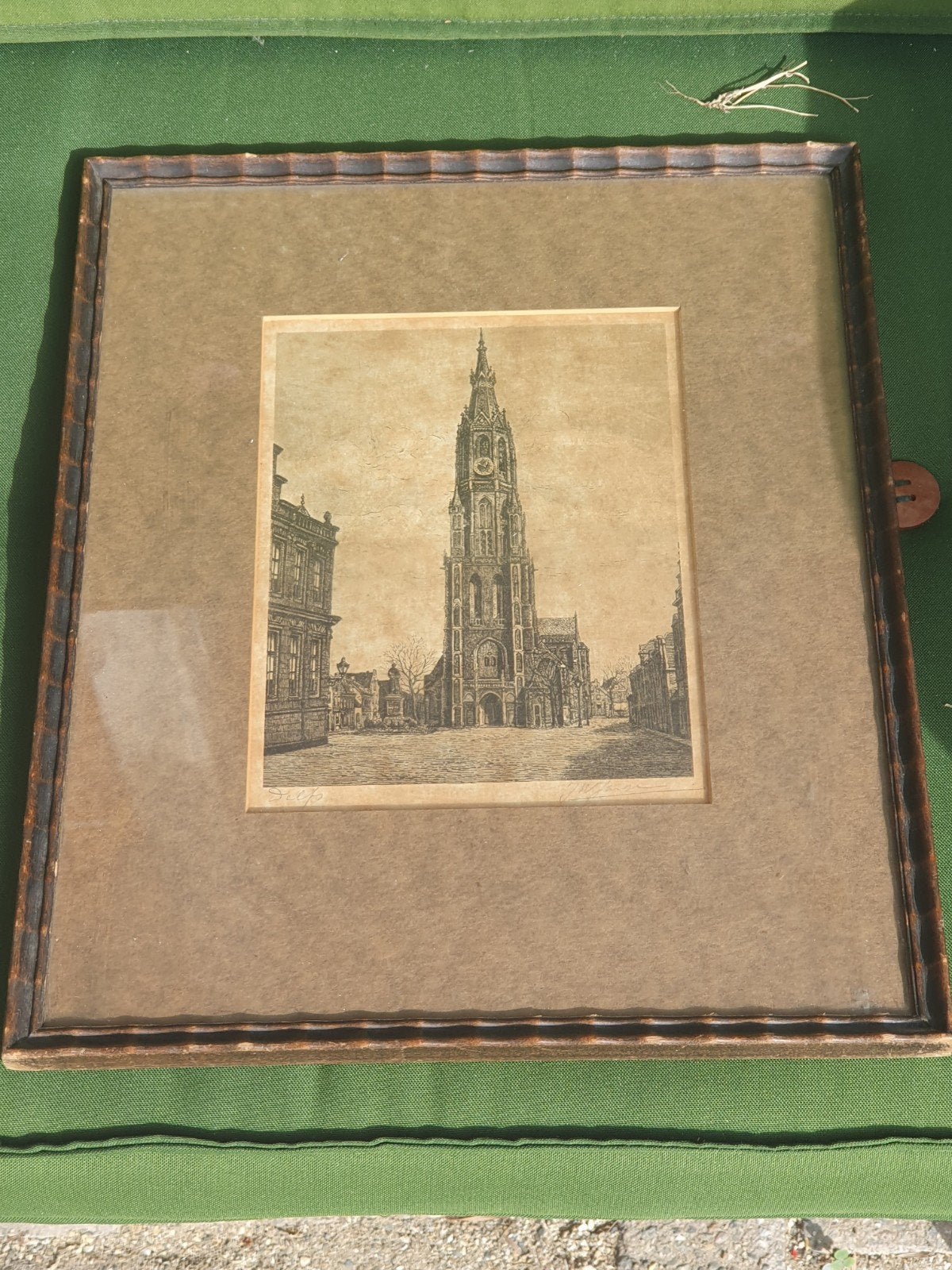 Koperdiepdruk J.W. Jansen Delft 1946 St Agnes  huish. School, Antiek en Kunst, Kunst | Etsen en Gravures, Ophalen