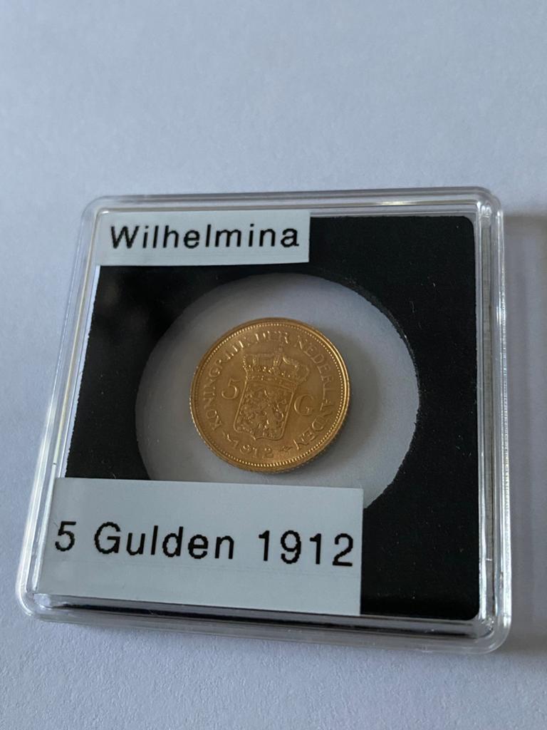 5 Gouden Gulden 1912 Wilhelmina, 5 gulden, Koningin Wilhelmina, Losse munt, Goud