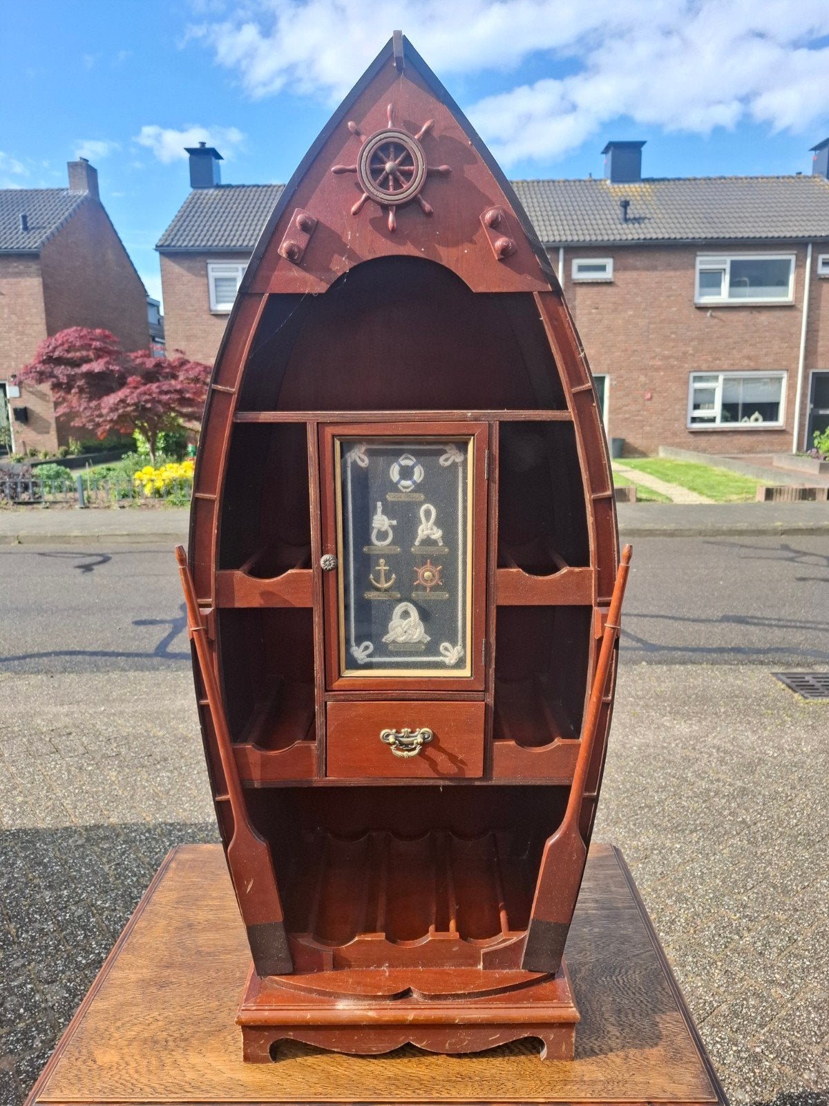 Oude maritieme bootkast/wijnrek, Huis en Inrichting, Kasten | Vitrinekasten, Ophalen, Gebruikt, 50 tot 100 cm, Minder dan 100 cm
