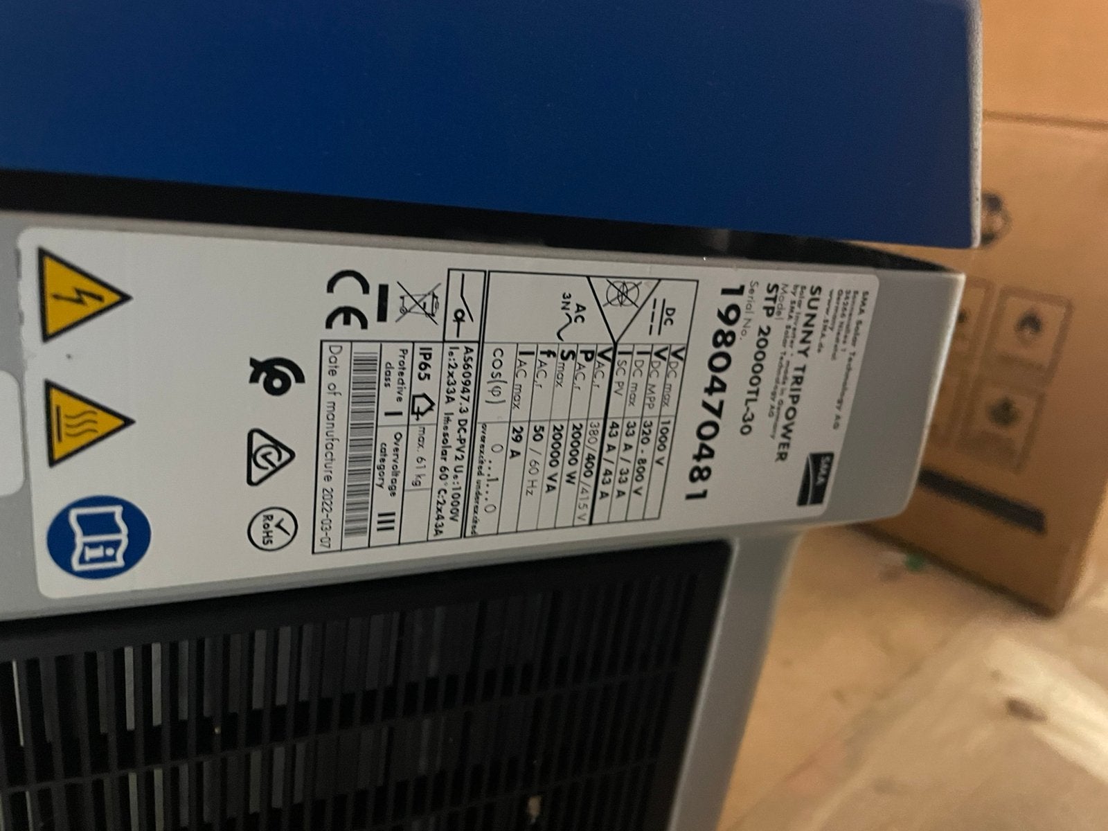 SMA Sunny Tripower 20000watt omvormer, Ophalen, Gebruikt, Overige typen