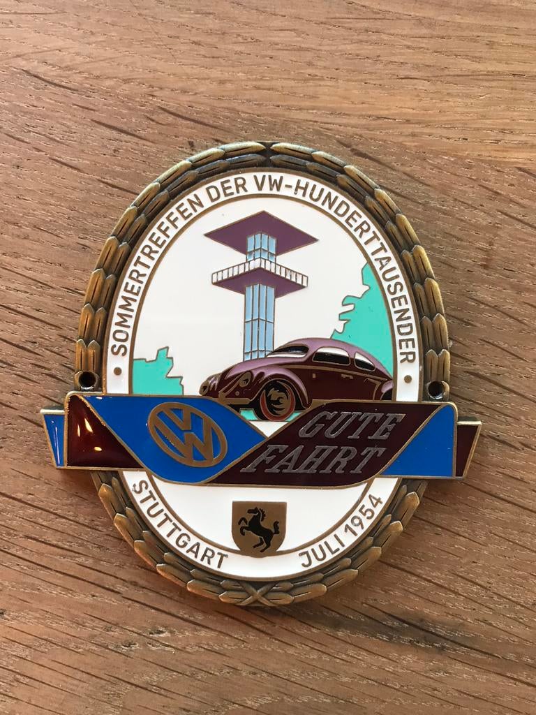 VW kever emaille bordje logo badge, Ophalen of Verzenden, Zo goed als nieuw, Reclamebord