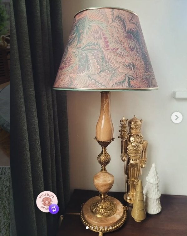 Vintage marmeren messing lamp, Ophalen of Verzenden
