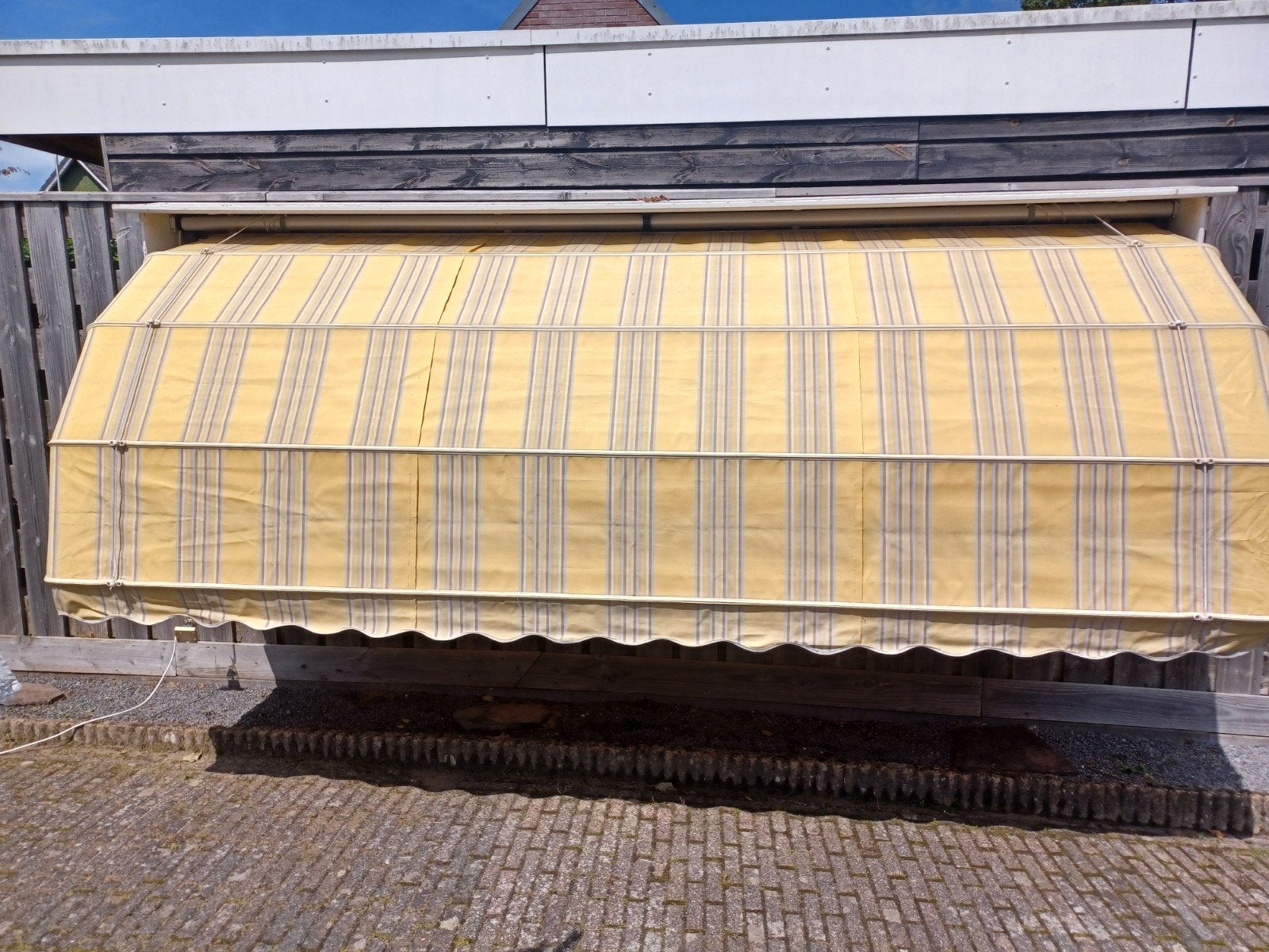 Te koop creme gestreept MARKIES 330CM Aluminium - Elektrisch, Ophalen, Gebruikt, Elektrisch, Markies