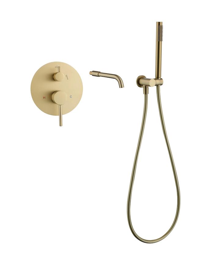 OP=OP Geborsteld goud, Inbouw badkraan, Handdouche, Haldur, Ophalen of Verzenden, Nieuw, Goud