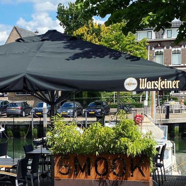 WARSTEINER PARASOL 4X4 INCL BEVESTIGING, Ophalen, Zo goed als nieuw, Meer dan 4 meter, Overige typen
