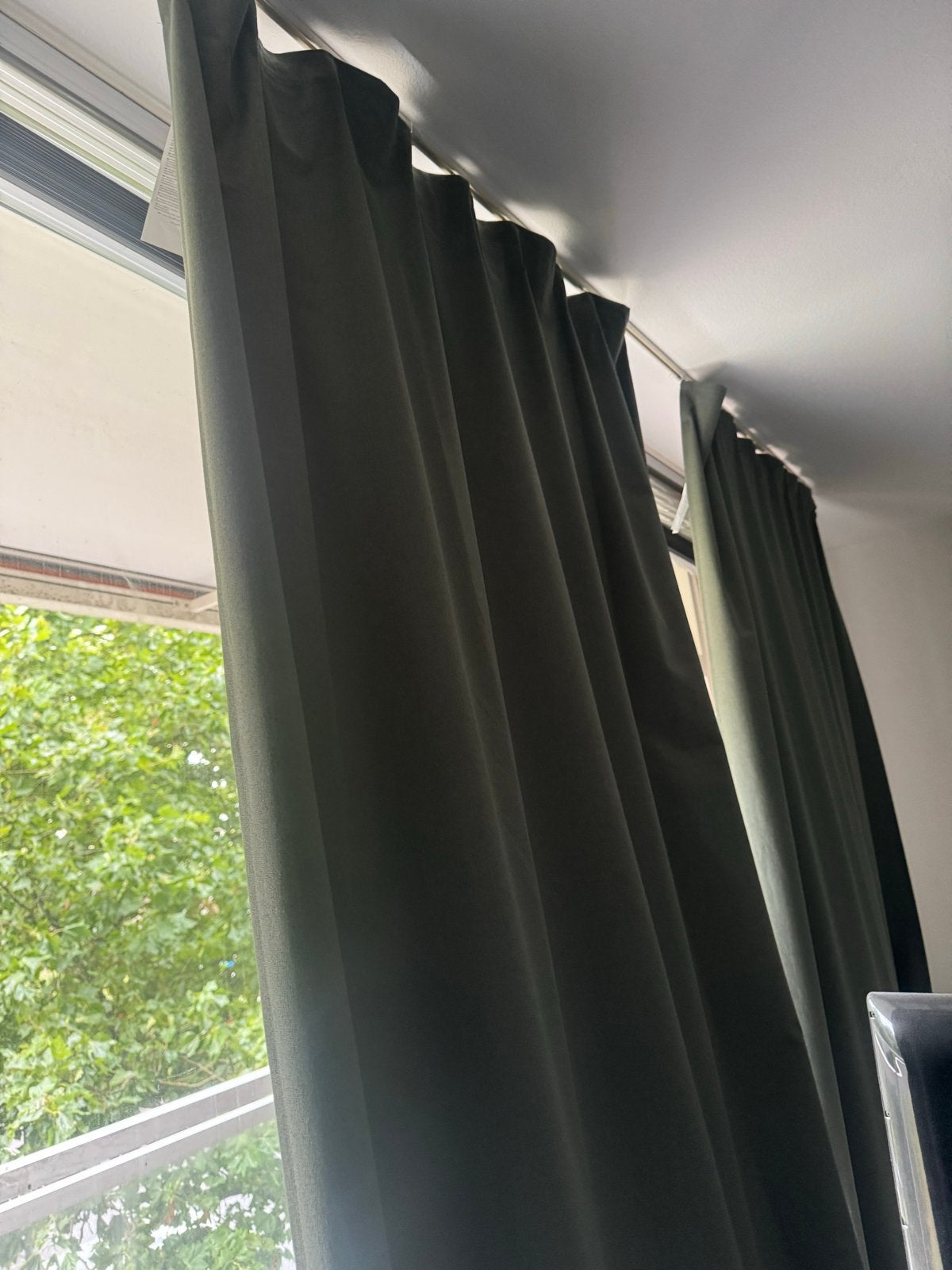 4 Groene verduisterende Rosenmandel gordijnen 135x300cm, Zo goed als nieuw, Gordijn, IKEA, Groen