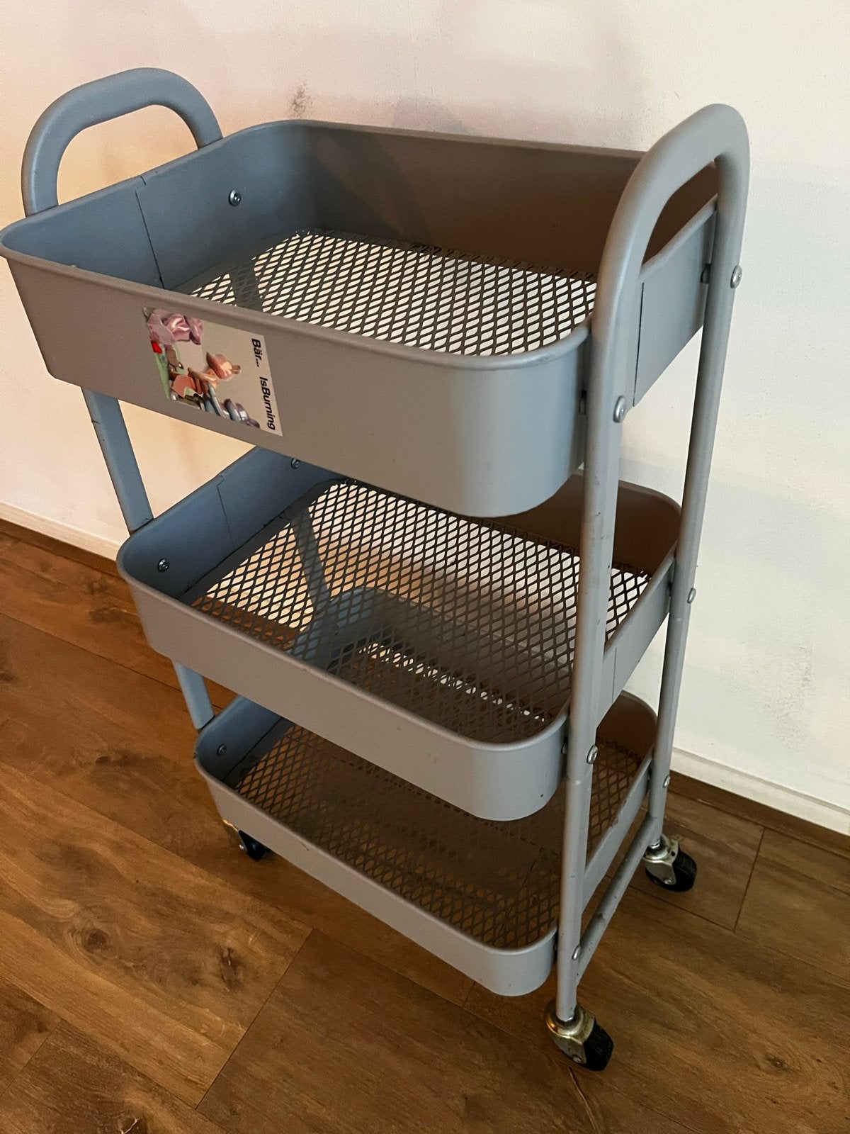 Grijze roltafel met 3 etages - handig en veelzijdig, Huis en Inrichting, Ophalen, Gebruikt