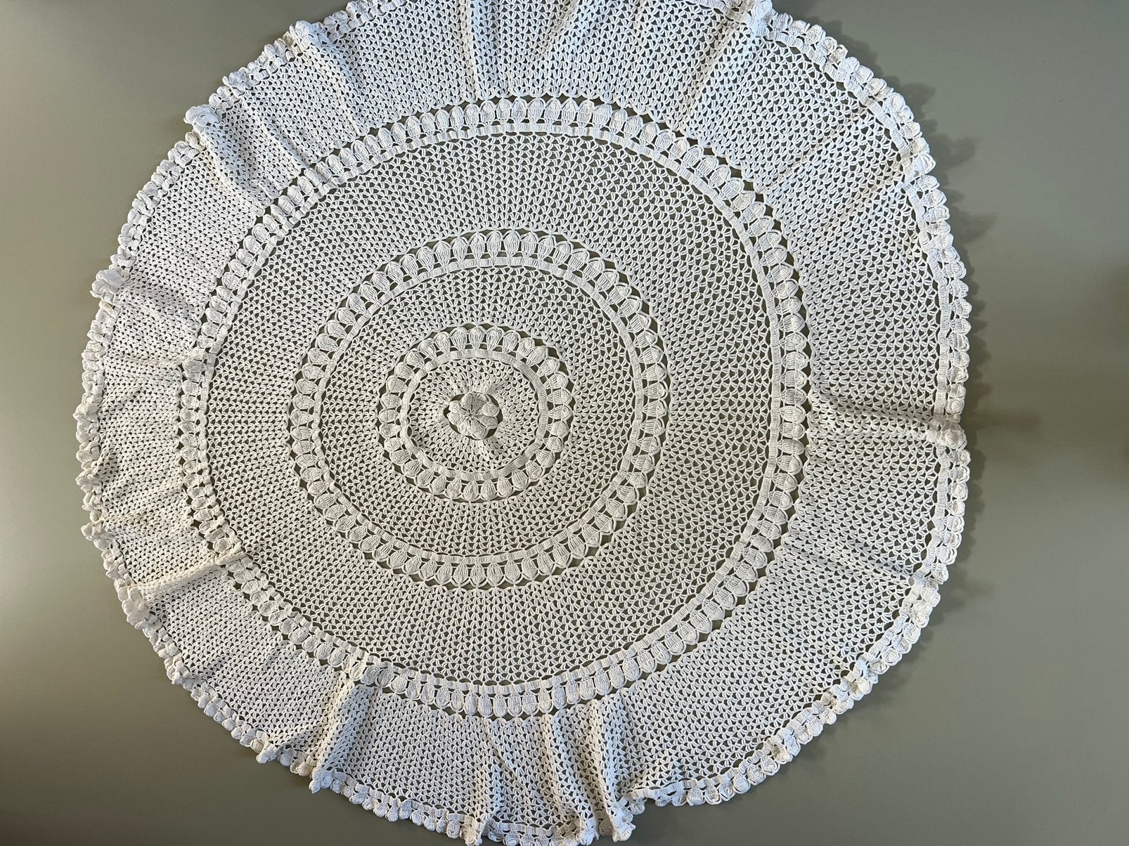 Rond gehaakt kleed kleur wit katoen 126cm diameter, Ophalen of Verzenden