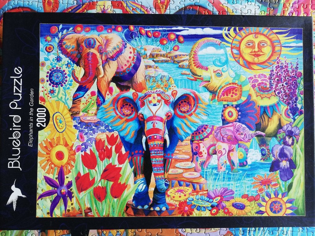 Puzzel 2000 stukjes: Elephants in the Garden, Ophalen of Verzenden, Meer dan 1500 stukjes, Gebruikt, Legpuzzel