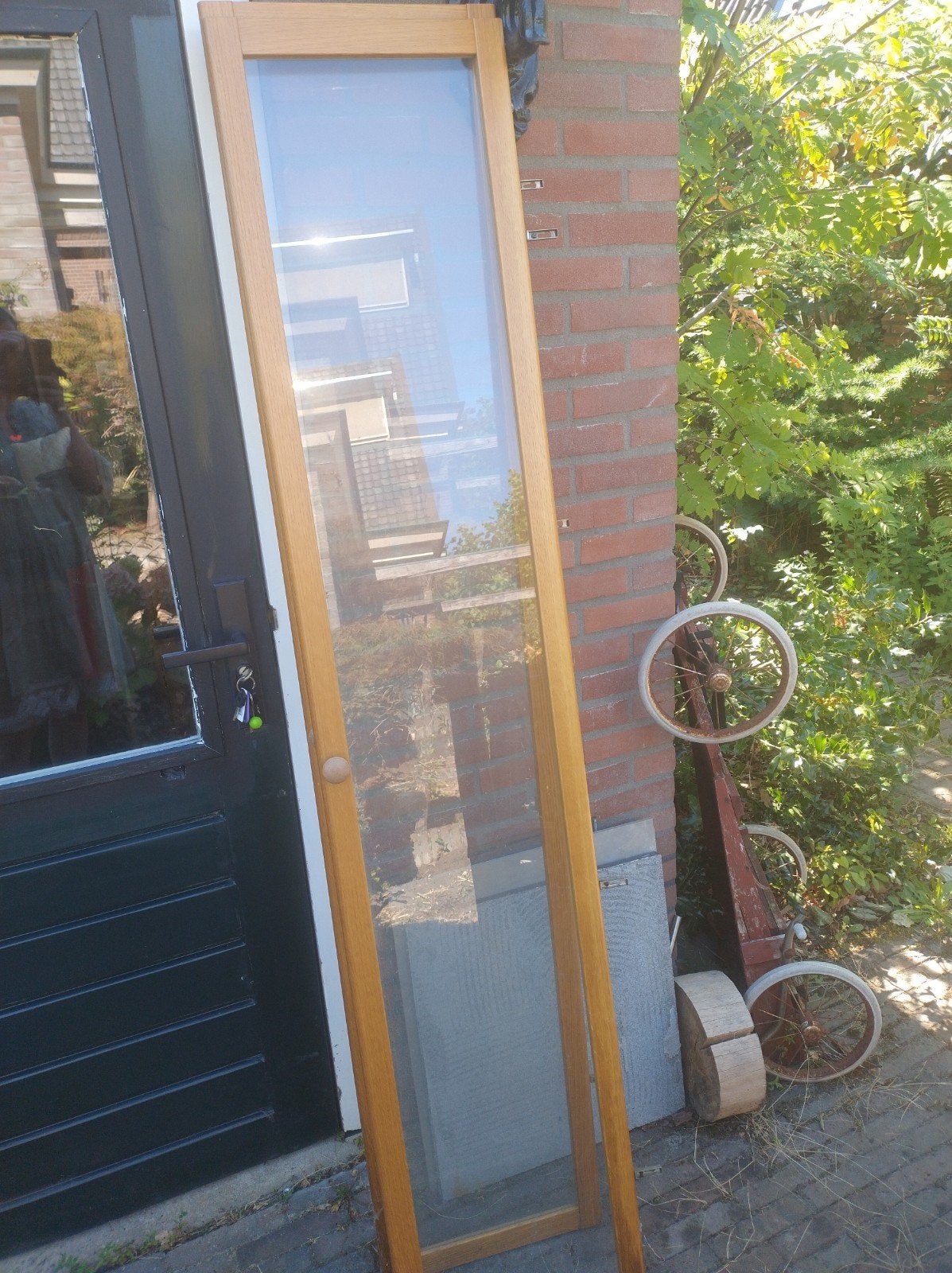 ikea Billy glazen kastdeuren houtlook, Doe-het-zelf en Verbouw, Ophalen of Verzenden, Glas, Binnendeur, 200 tot 215 cm