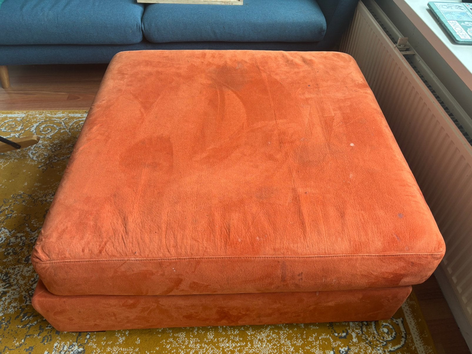 Oranje hokker, Ophalen, Overige materialen, Gebruikt, Vierkant