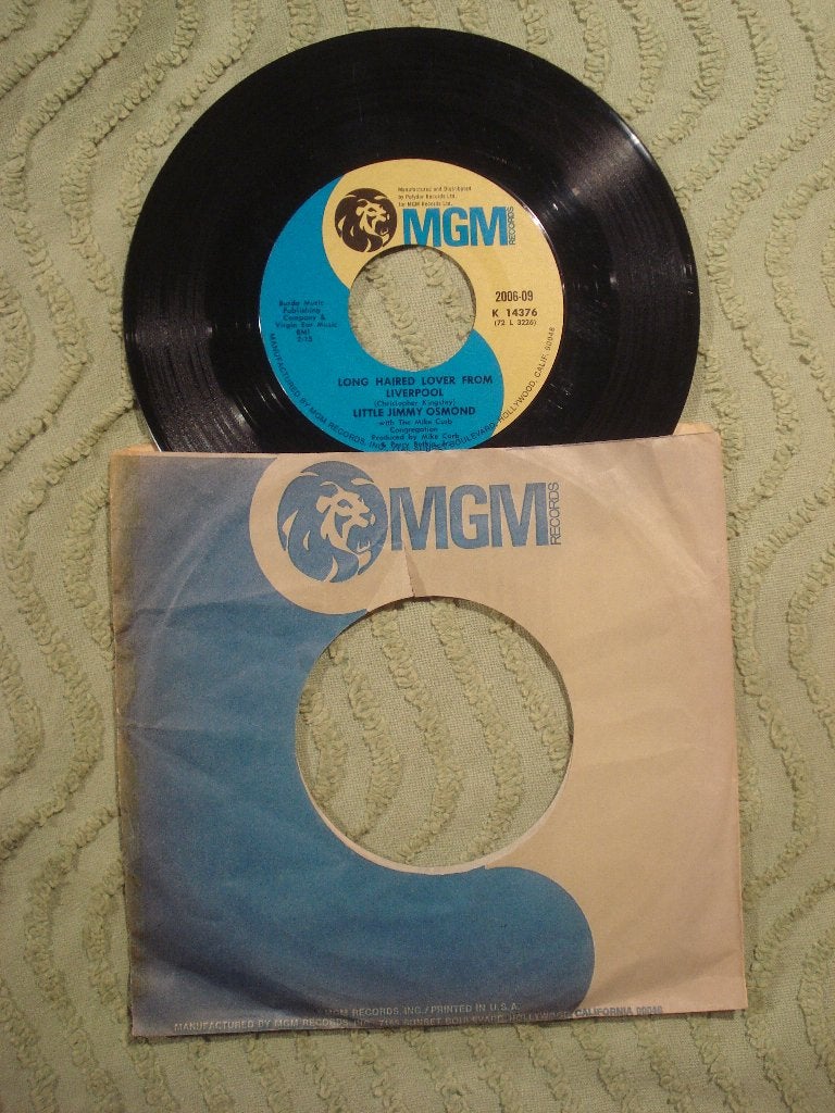 Little Jimmy Osmond 7": ‘Long haired lover from Liverpool’, Ophalen of Verzenden, Gebruikt, 7 inch, Pop