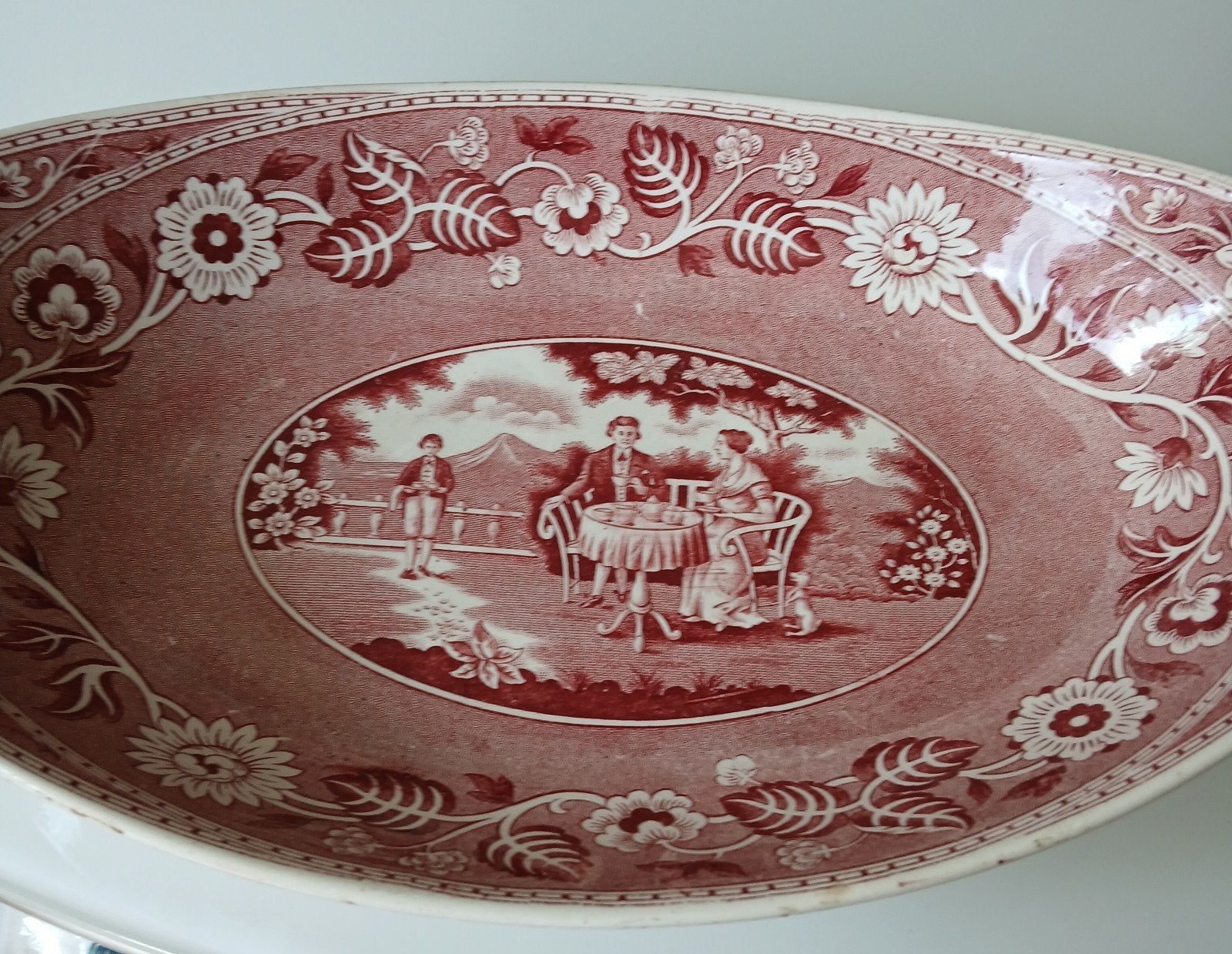 Broodschaal schaal Tea Drinker Teadrinker antiek, Antiek en Kunst, Antiek | Servies los, Ophalen of Verzenden