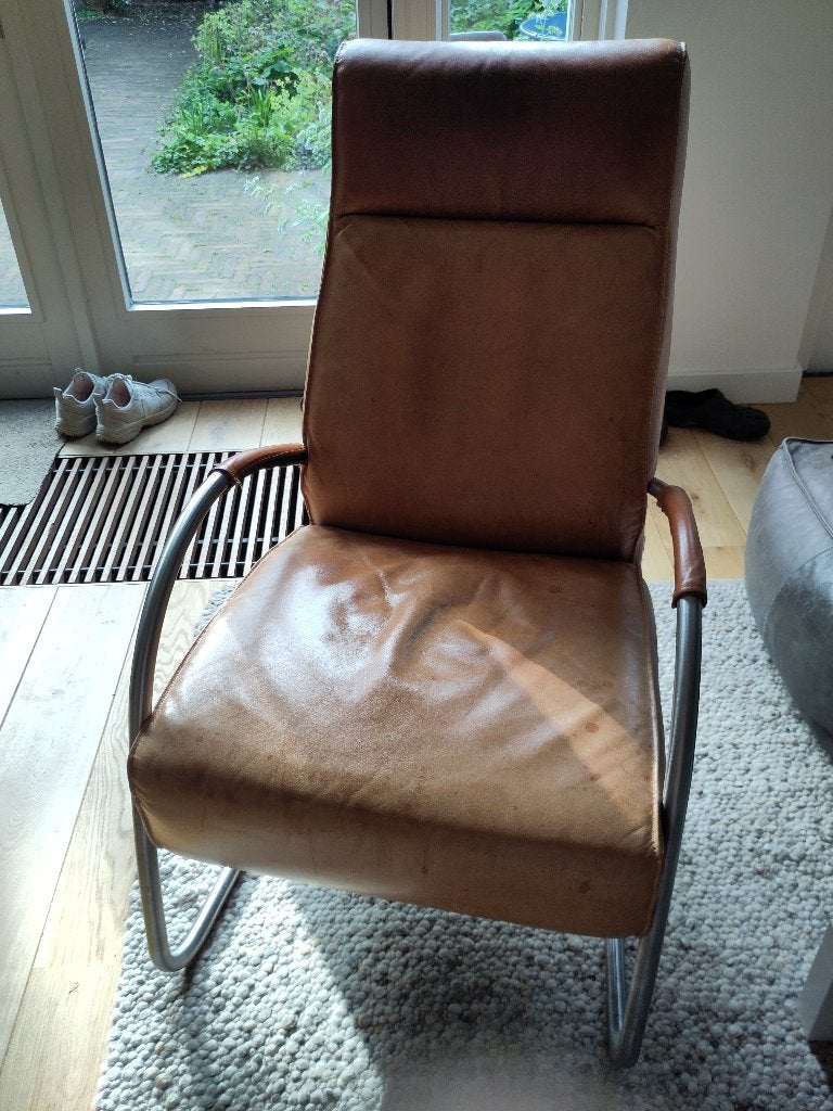 Fauteuil leer merk Jess, Huis en Inrichting, Fauteuils, Ophalen, Gebruikt, 50 tot 75 cm, Leer