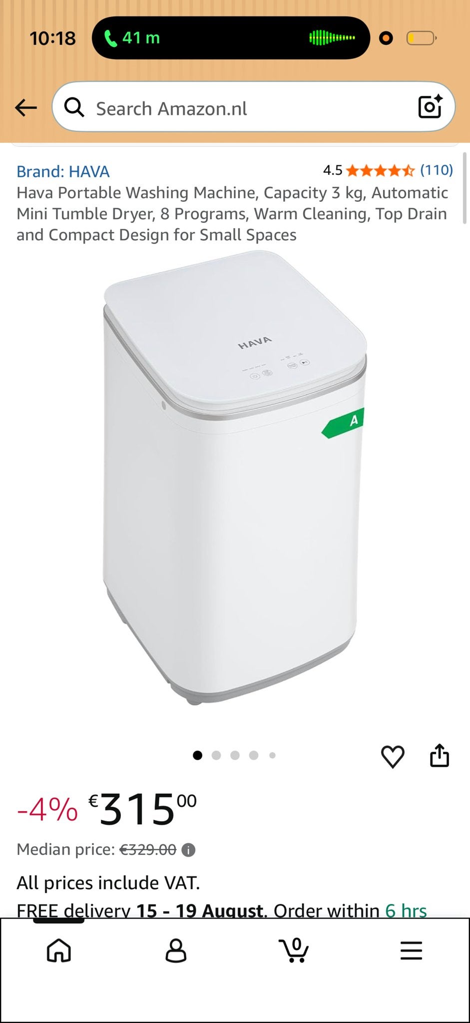 HAVA Draagbare Wasmachine 3kg - Nieuw in doos, Witgoed en Apparatuur, Wasmachines, Ophalen, Minder dan 1200 toeren, Minder dan 4 kg