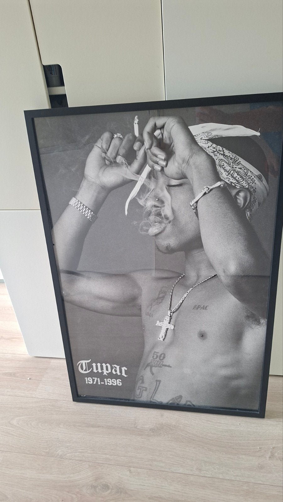 Tupac poster met lijst, Ophalen, Gebruikt, Met afbeelding, Posterlijst