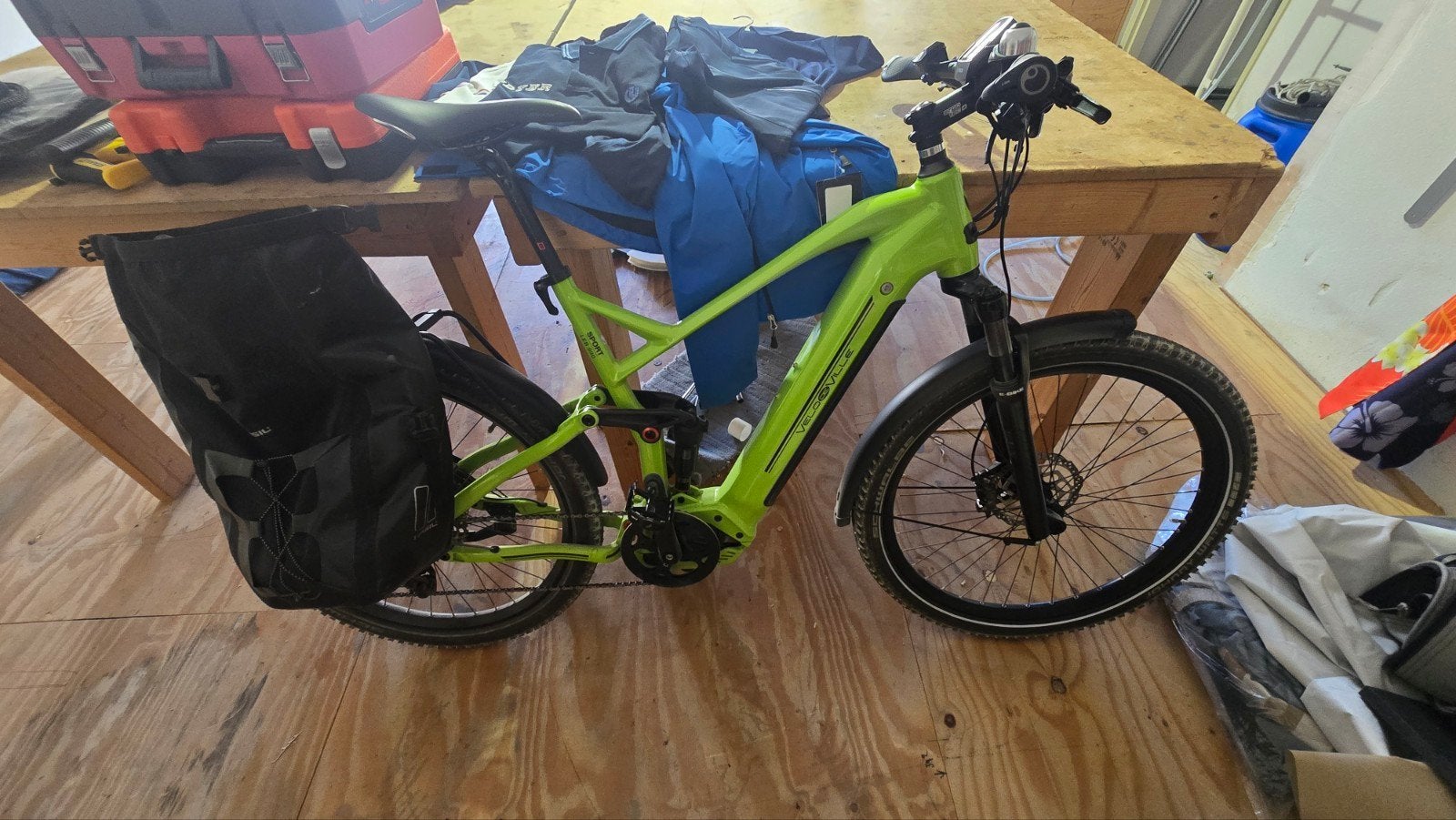 Velo de Ville LEB 990 FS 53 E-Mountainbike Lime Green Glans, 57 cm of meer, Zo goed als nieuw, Schijfrem, Ophalen