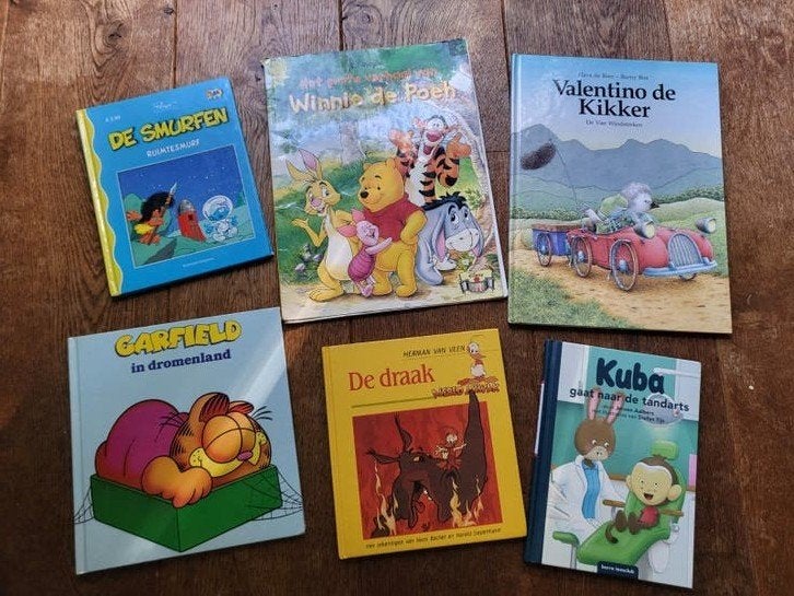 Kinderboeken: Valentino de Kikker, Garfield, Draak, Smurfe, Ophalen of Verzenden, Gelezen, Fictie algemeen