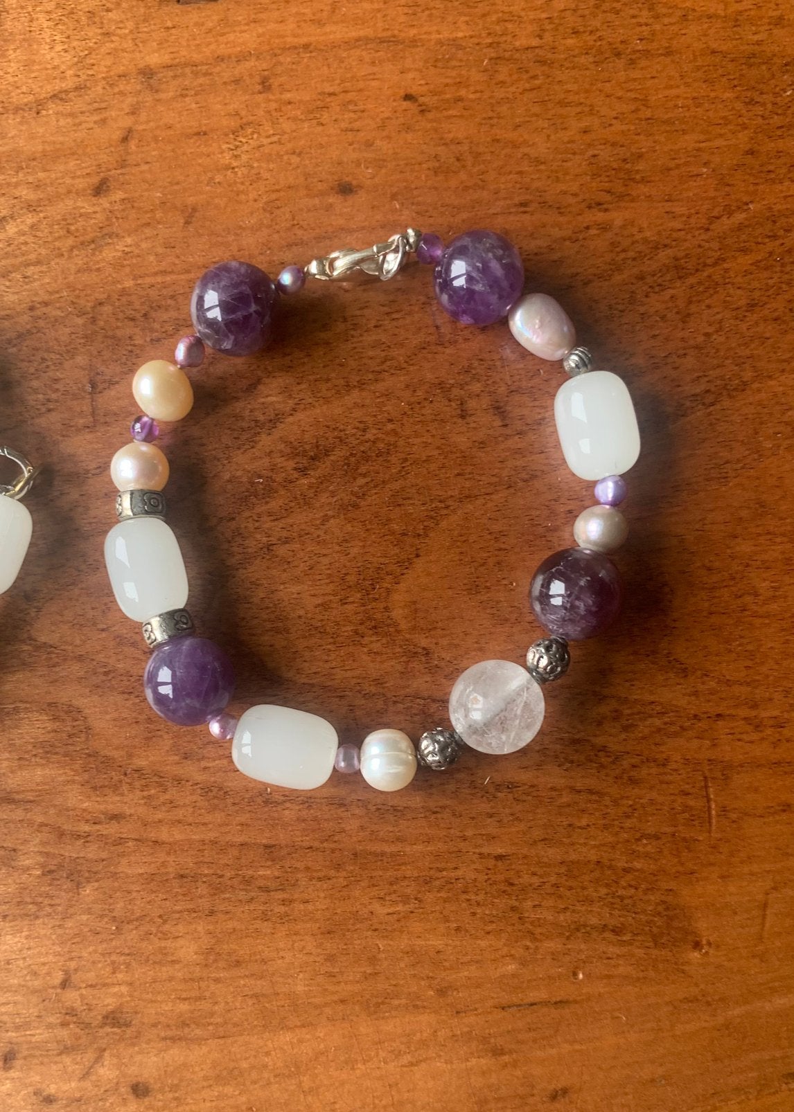 Armband gecombineerd edelsteen /zoetwaterparel, Ophalen of Verzenden, Nieuw, Overige materialen