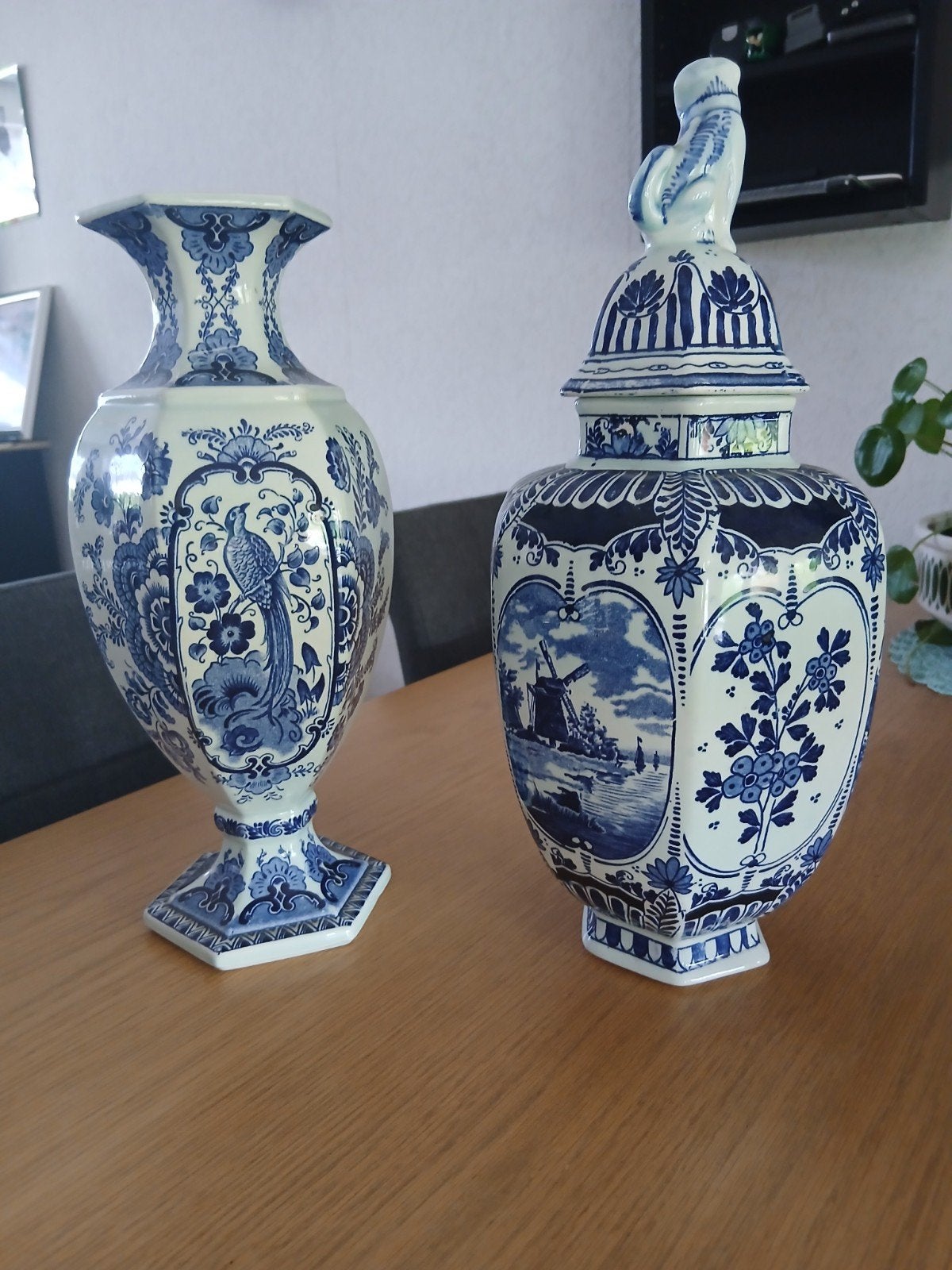 Prachtig Delfts Blauw Vazen Set - Royal Sphinx Maastricht, Antiek en Kunst, Ophalen of Verzenden